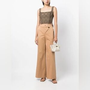 Jonathan Simkhai Wide-Leg Women's Pants Rory Off-centre Button Size 12